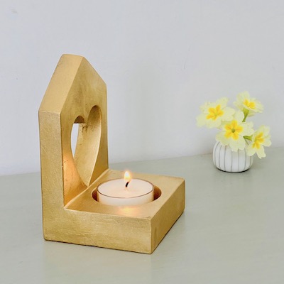 Gold Heart Tea Light Holder
