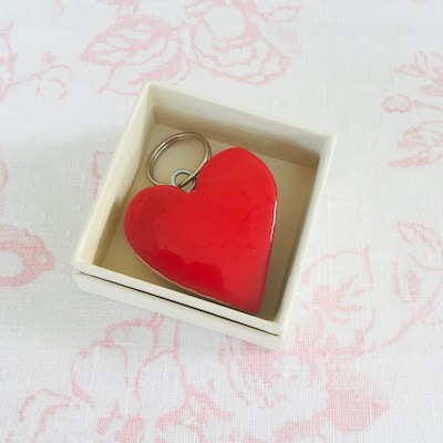 Red Heart Wooden Keyring