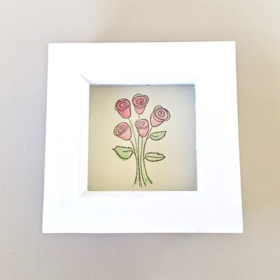 Hand Painted Roses Framed Picture