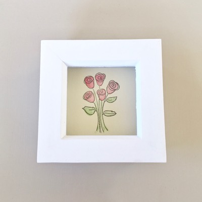 Hand Painted Roses Framed Picture