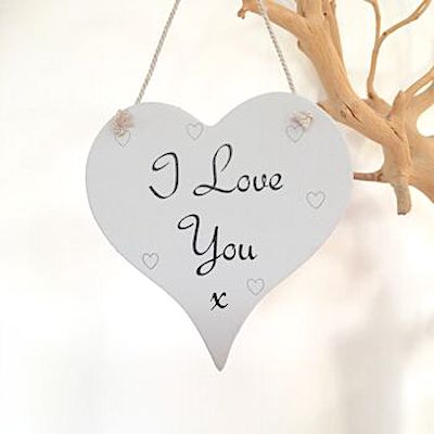 I Love You Wooden Heart Hanging Sign