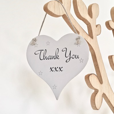 'Thank You' Wooden Hanging Heart Sign