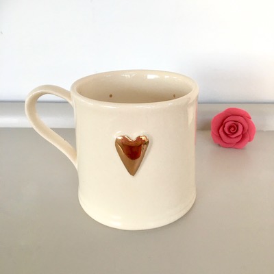 Hand Painted Gold Heart Mug
