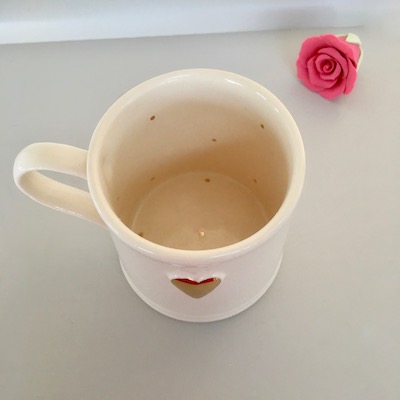 Hand Painted Gold Heart Mug