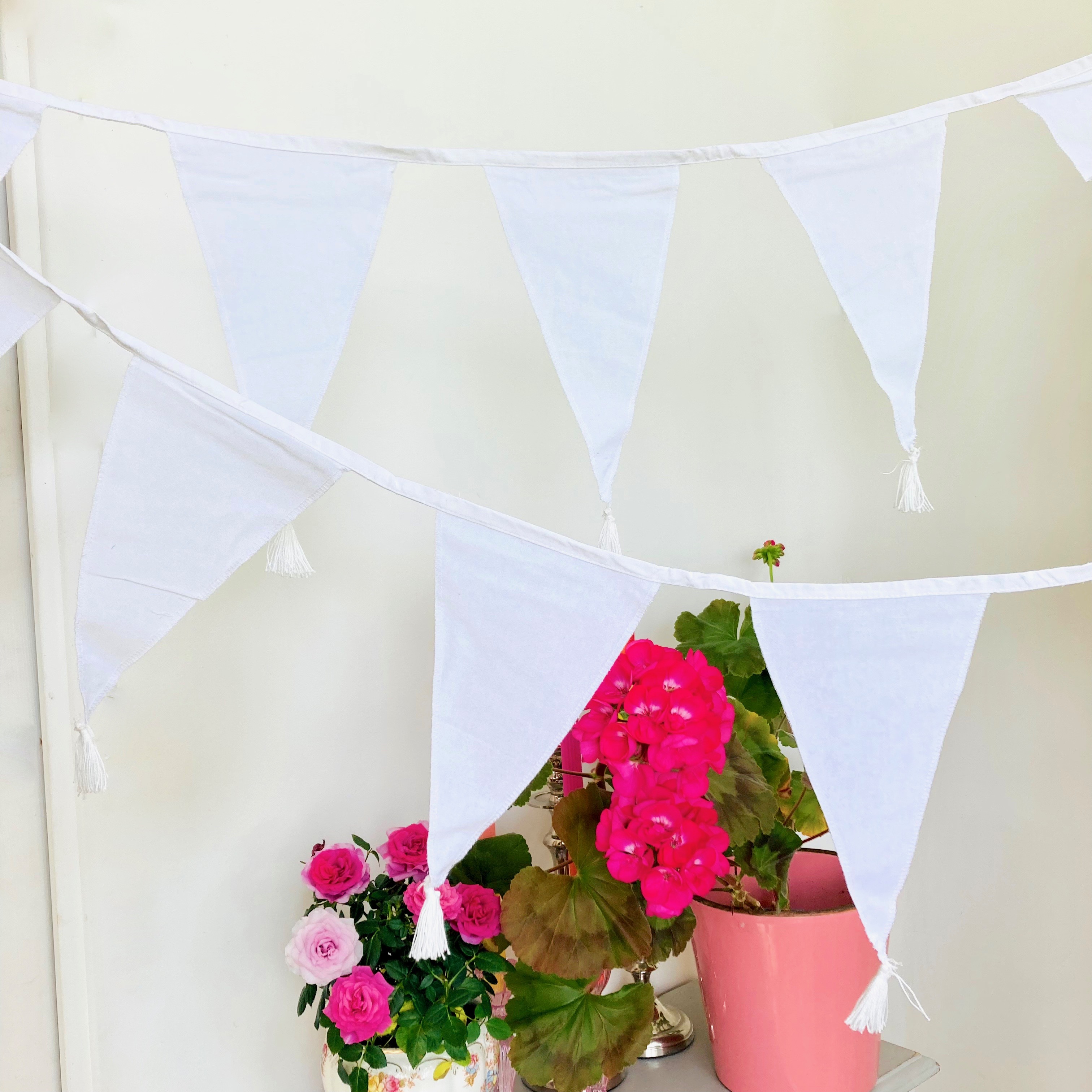 White Cotton Wedding / Party Bunting ~ 4 m   
