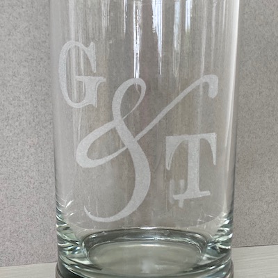 G & T Engraved Gin Glass with Pewter Base