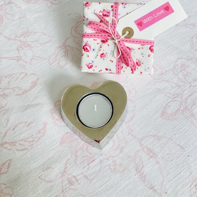 Silver Heart Tea Light Holder