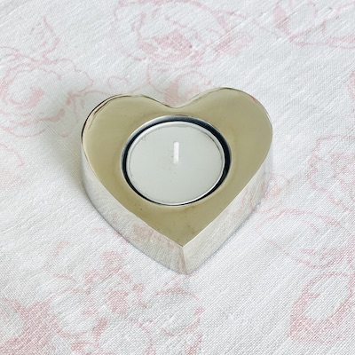 Silver Heart Tea Light Holder