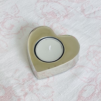 Silver Heart Tea Light Holder