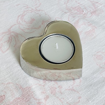 Silver Heart Tea Light Holder