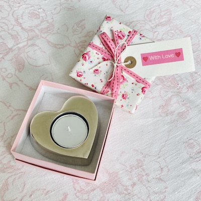 Silver Heart Tea Light Holder