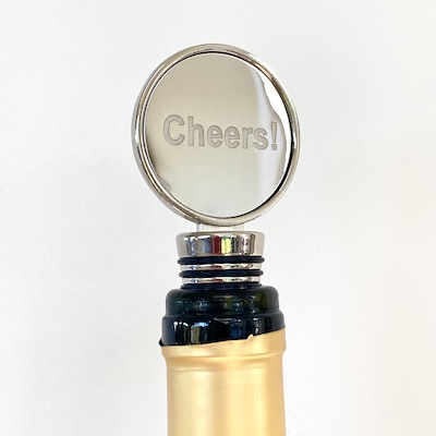 Silver Cheers! Wine Bottle Stopper
