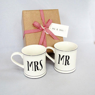 Mr & Mrs Porcelain Mugs ~ boxed & gift wrapped 