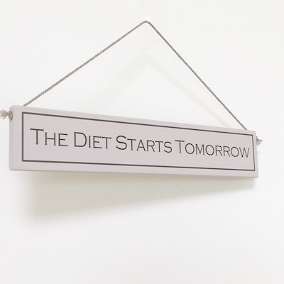 'Diet Starts Tomorrow' Hand Painted Wooden Hanging Sign 