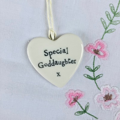 Goddaughter Porcelain Hanging Heart Sign