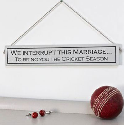 Cricket & Marriage Hand Painted Wooden Sign   