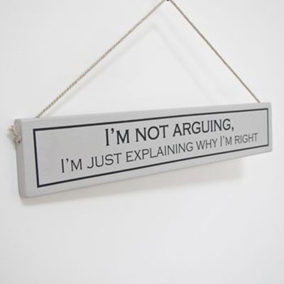 I'm not Arguing Hand Painted Wooden Sign  