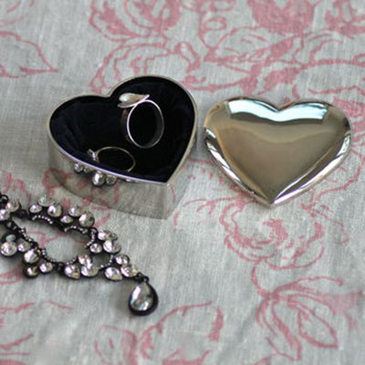 Silver Plated Heart Jewellery Box