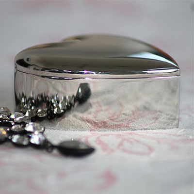 Silver Plated Heart Jewellery Pot 