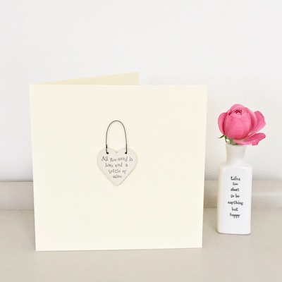 All you need is love and a bottle of wine Handmade Card