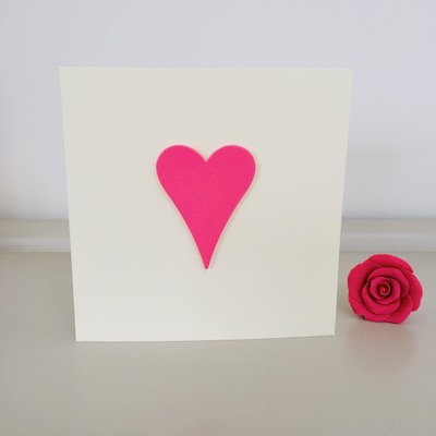 Pink Love Heart Handmade Anniversary Card   