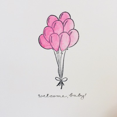 New Baby Hand Painted Card 