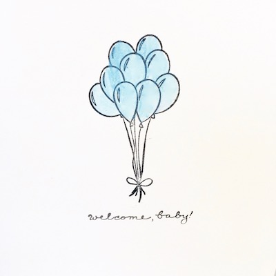 New Baby Hand Painted Card 