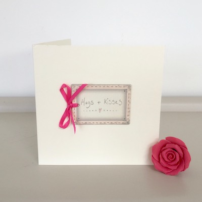 Hugs And Kisses Handmade Card With Bow