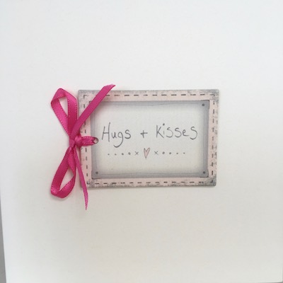 Hugs And Kisses Handmade Card With Bow