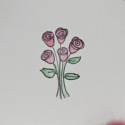 Handmade Bouquet of Roses Card  