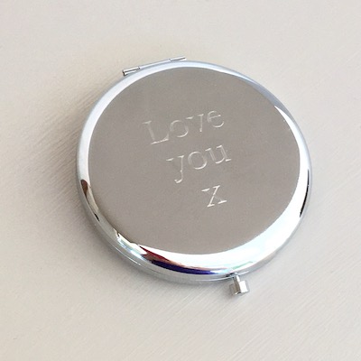 Silver plated Compact Mirror ~ Love you