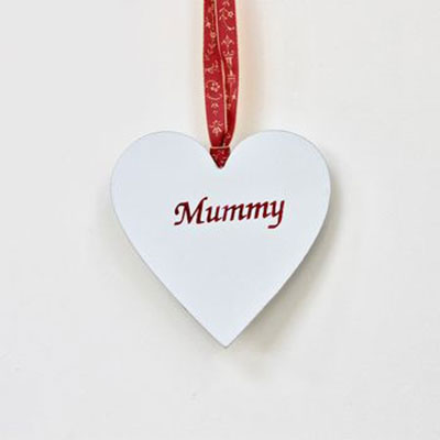Wooden Hanging Mummy Heart Decoration