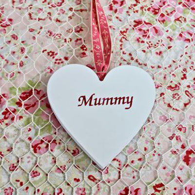Wooden Hanging Mummy Heart Decoration