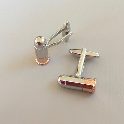 Silver Plated & Rose Gold Bullet Cufflinks      