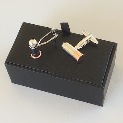 Silver Plated & Rose Gold Bullet Cufflinks      