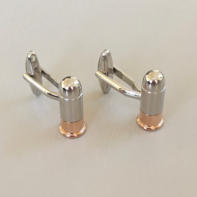 Silver Plated & Rose Gold Bullet Cufflinks      