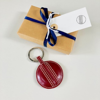 Leather Cricket Keyring