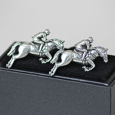 Pewter Horse & Jockey Cufflinks  
