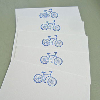 Set of Five Handmade Bicycle Notelets   