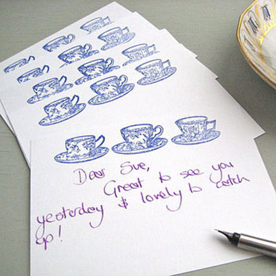 Set of 5 Handmade Teacup Notelets