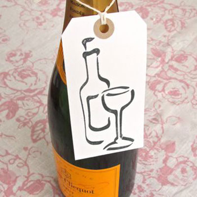 Set of Five Handmade Wine / Champagne Bottle Gift Tags  