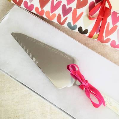 Silver 'Celebrate And Eat Cake!' Engraved Cake Slice