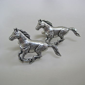 Pewter Galloping Horse Cufflinks 